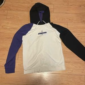 white, black and purple jordan hoodie size medium